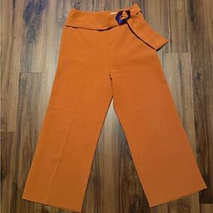 Topshop Burnt Orange Wide-Leg Cropped Pants